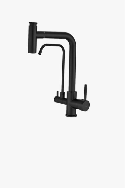 Black t Purified Spiral Kitchen Faucet with Double Outlet Pull-Out Sink Tap