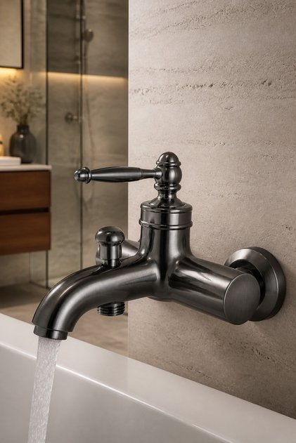 Anthracite Gray Rustic Bathroom Faucet Retro Shower Fixture Brass Stainless Matte Anthracite Faucet