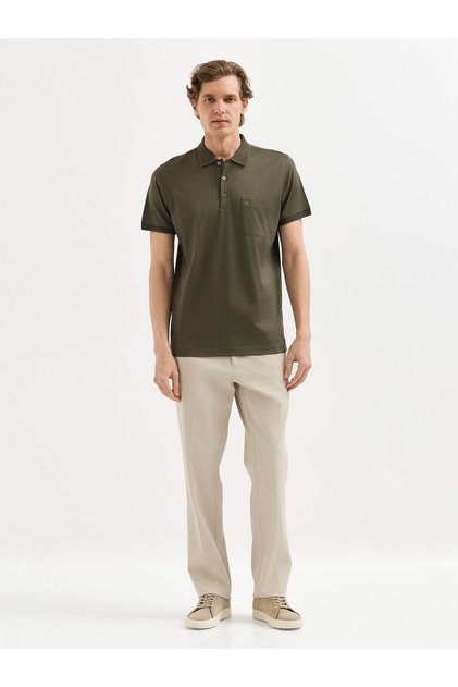 Haki T-Shirt-Polo Yaka Tişört