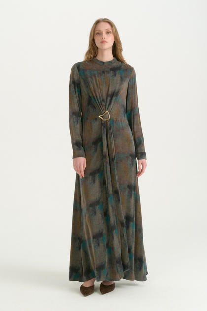 Buckle Detailed Cupra Lyocell Dress - Indigo