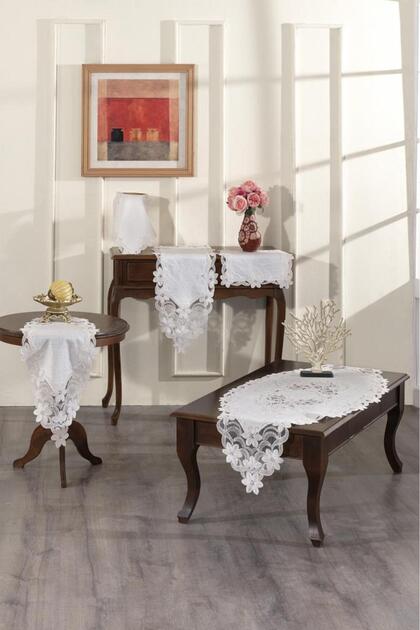 Alessa Living Room Set 5 Pieces Cream