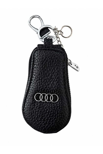 Husa Chei Auto Audi Premium din Piele Ecologică – Husă Elegantă cu Inel Metalic, Negru