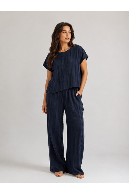 Trendy Women's Spider Web Pattern Summer Thin Fabric Top and Bottom Set