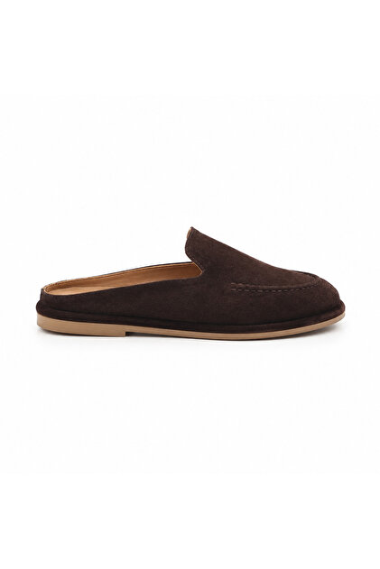 Mule Genuine Leather Brown Suede Women's Slippers Comfortable Fit Daily Lightweight Women's Shoes