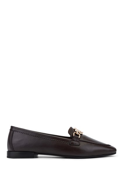 Women's Genuine Leather Brown Loafer Shoes
