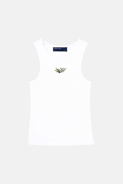 Ayvalık Ribana Halter Neck Tank Top - White
