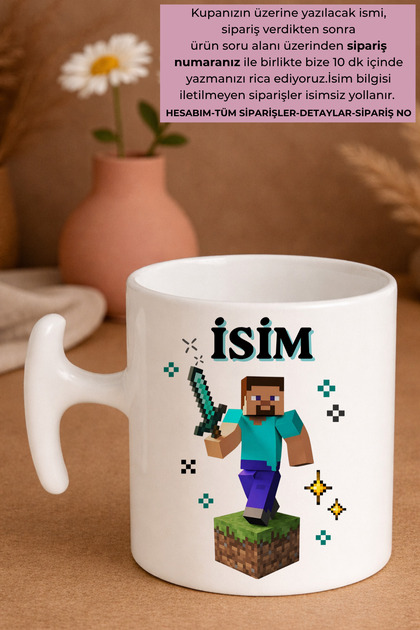 İsme Özel Minecraft Baskılı Kupa Bardak - 1 adet