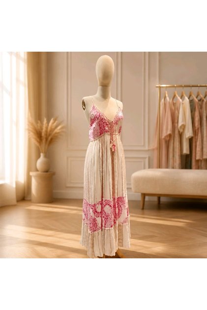 Women's Rope Strap Dress, Boho Style, Long Dress
