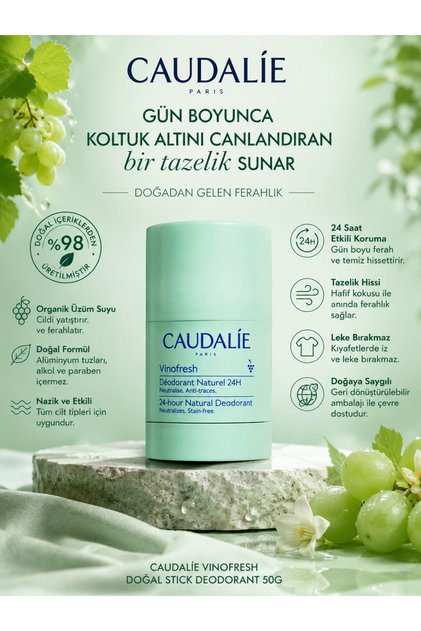 Vinofresh Doğal Etkili Formüllü Nemlendirici ve Yatıştırıcı Stick Deodorant 50 gr