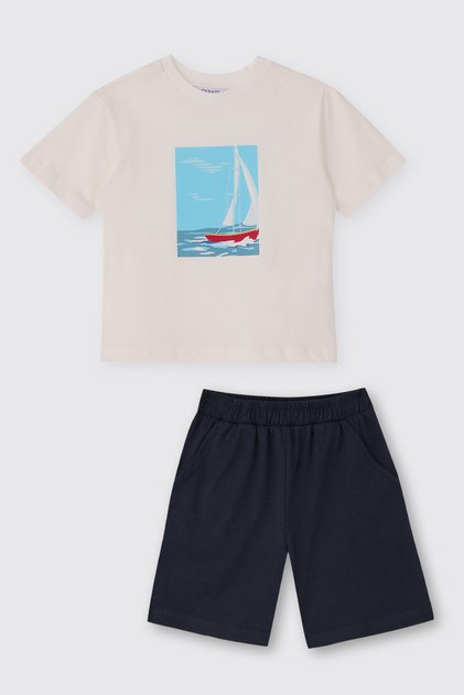 Baby Boy Shorts T-Shirt 2-Piece Navy Blue Top and Bottom Set