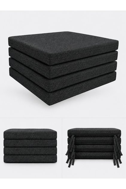 50x50x5 CM Süngerli Bağcıklı Keten ANTRASİT GRİ Fermuarlı Sandalye&Bahçe minderi