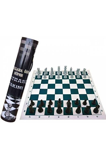 School Type Chess Set with Roll Bag Large Size Stone Foldable Chess