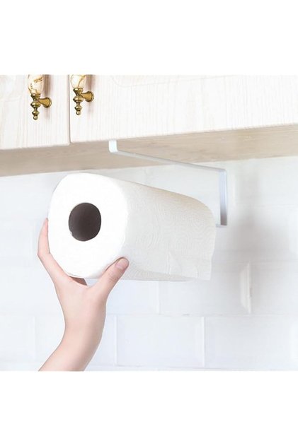 Demiawaking Kitchen Roll Holder Dispenser Under Cabinet Roll Paper Towel Holder Storage Rack Shelf