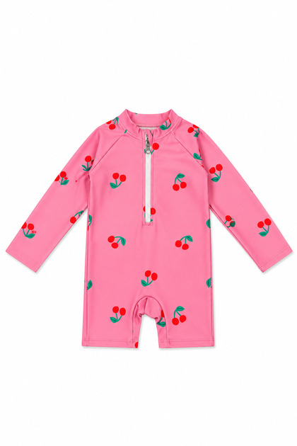 Patterned Zippered Unisex Baby Swimsuit