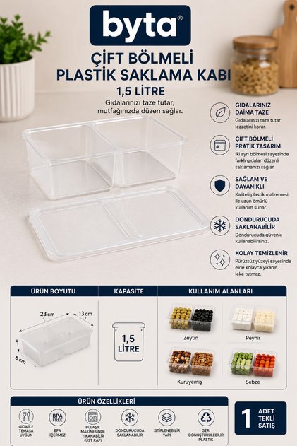 Derin Dondurucu Saklama Kabı 1,5 Litre Çok Amaçlı Kullanıma Uygun