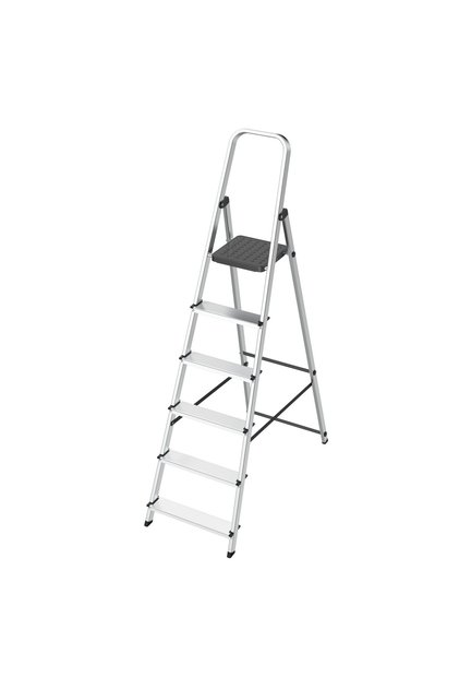 LIBERTI 6-Step Aluminium Folding Ladder with Safety Handle, EN 131 Certified Heavy Duty Step Ladder, 150kg Load Capacity, Wide Anti-Slip Steps, Foldable Space-Saving Ladder for Home & Professional Use