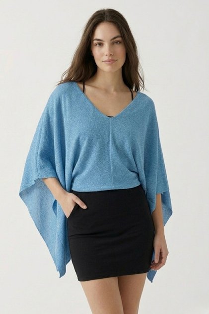 Versatile Glittery Convertible Knitwear Shawl Blouse
