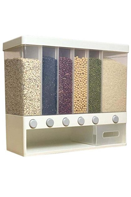 ® Multiple Dispenser, Food Dispenser, Cereal Wall-Mounted Grains Food Dispenser, Large Capacity, Space Saving 6-Grid Container