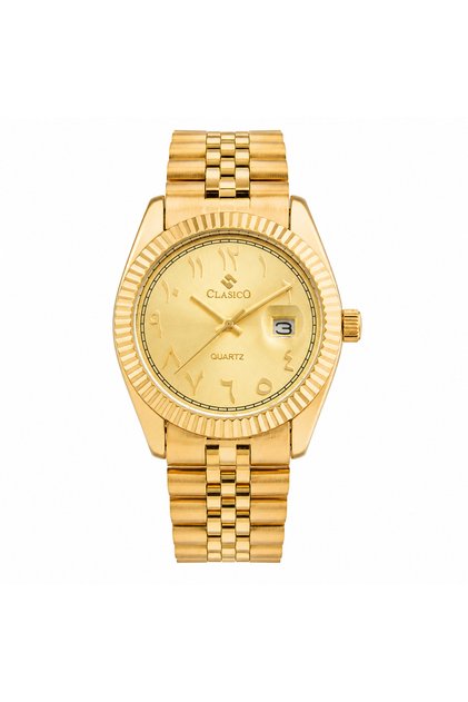 Royale Men's Luxury Watch – Arabic Numeral Dial, Fluted Bezel, Date Display & Premium Stainless Steel Jubilee Bracelet