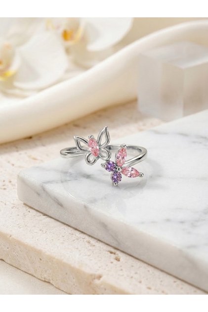 Women's Colorful Zircon Stone Butterfly Model Ring