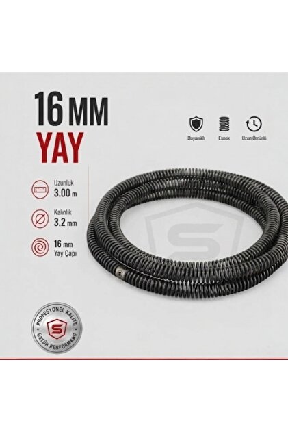 16 mm Kanal Açma Yayı 3 Metre Universal Genel Uyumlu 3.2 mm Et Kalınlığı Gider Açma Spirali