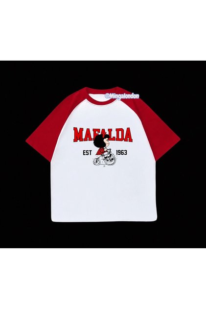 Mafalda Est 1963 Printed Red Raglan Sleeve T-Shirt