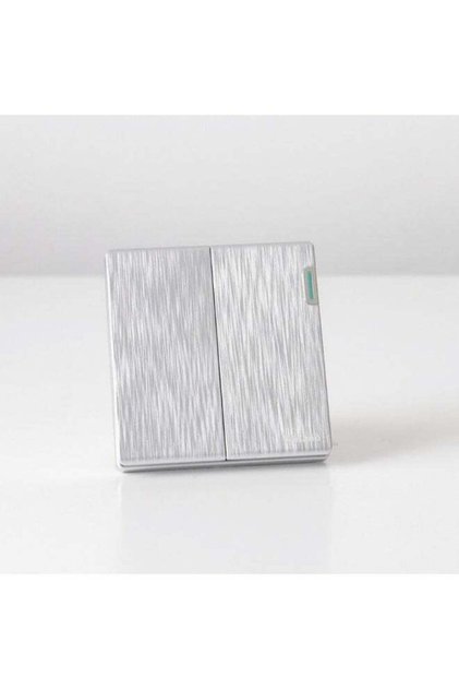 Milano 10A 2G 1W Electrical Switch for Home Appliances Office Hotel Aura Slvr