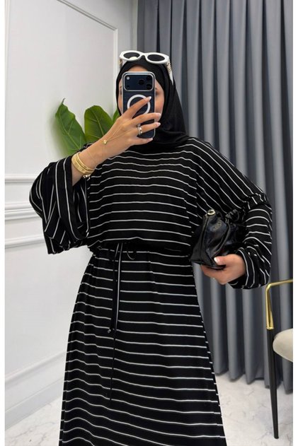 Women's Basic Striped Wide-Sleeve Skirt Suit