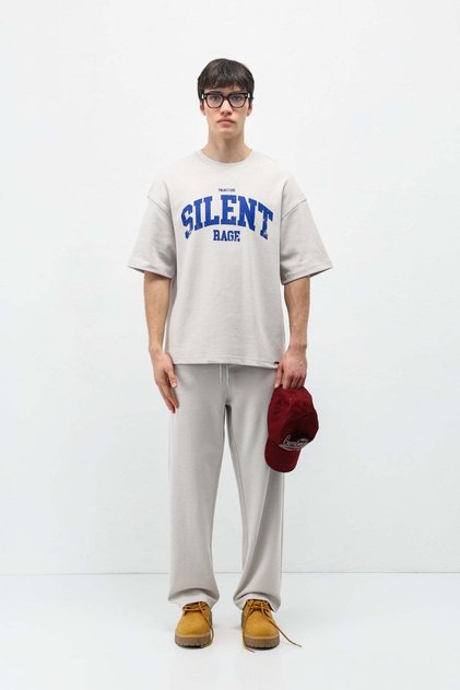 Oversize printed tracksuit set ice gray