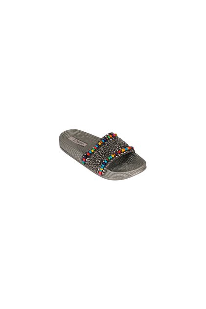 Women's Colorful Beaded and Troc-Embellished Lightweight Comfortable Sole Casual Slippers