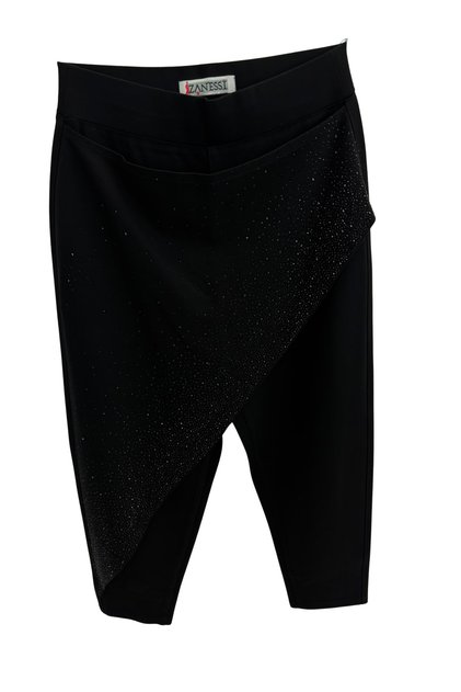 Plus Size Women's Knitted Trousers with Elastic Waist and Stone Detail