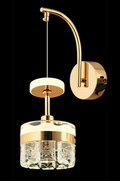 AP-7015-8044-S Gold Kaplama Aplik LED Metal Kristal H: 30 cm, WxD: 15x30 cm
