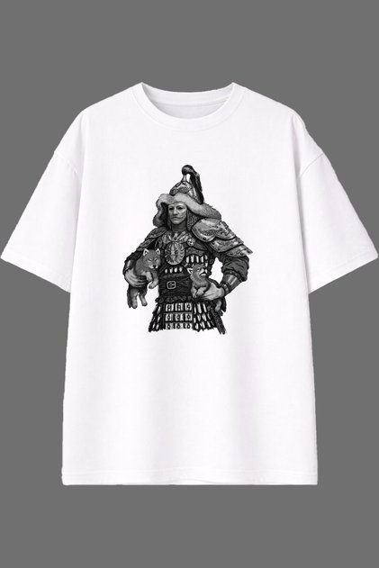 Baby Wolves Design Pre-Printed White Oversize T-Shirt