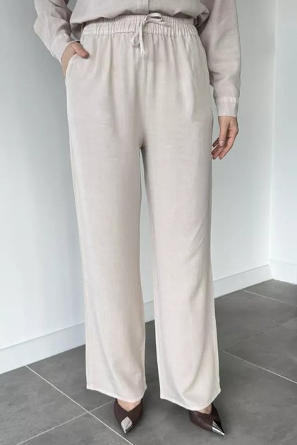 Women's Tensel Palazzo Pants with Elastic Waist