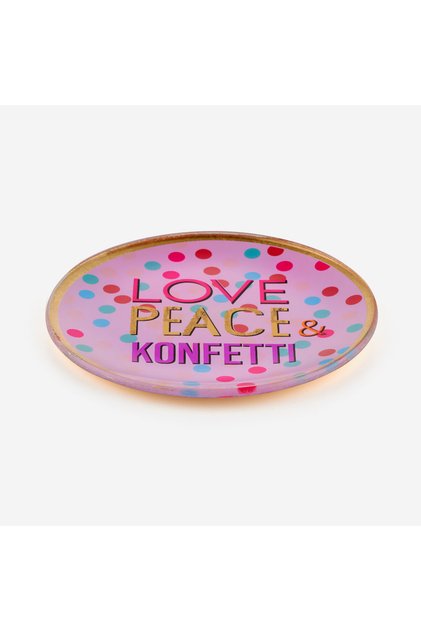 Purple Glass Love Peace Confetti Decorative Plate 13X1X13 cm