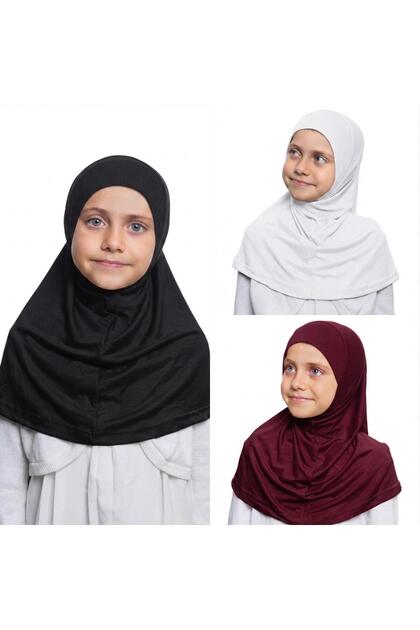 Girl's One-Piece Hijab - Ready-To-Wear Hijab Scarf - Practical Snap-On Hijab | Flexible Combed Cotton Fabric Daily & Prayer Headscarf (6-11 Years)