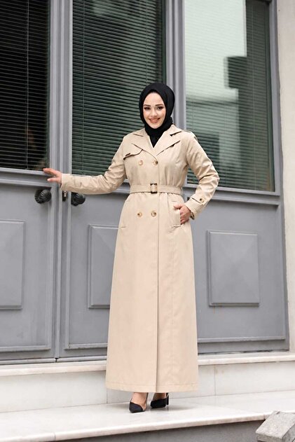 Double-Breasted Collar Belted Long Youth Sports Trench Coat