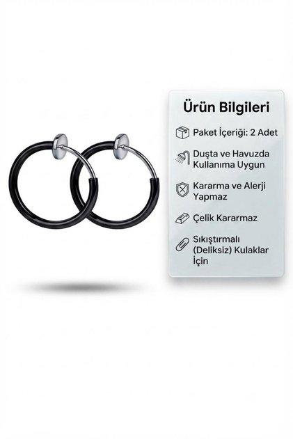Unisex Compression Spring Clasp Steel Hoop Earrings for Non-Pierced Ears