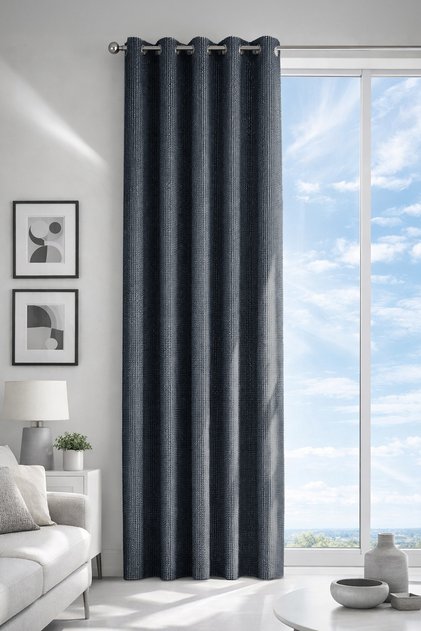 Sydney Navy Blue Custom Size Background Curtain 240X270 Without Pleats