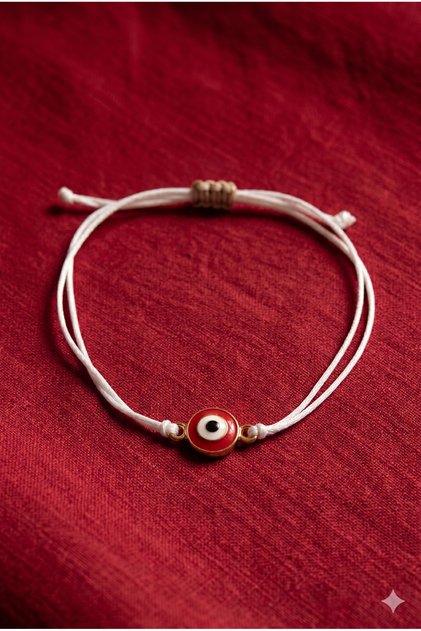 Handmade Red Evil Eye Beaded and Macrame String Bracelet