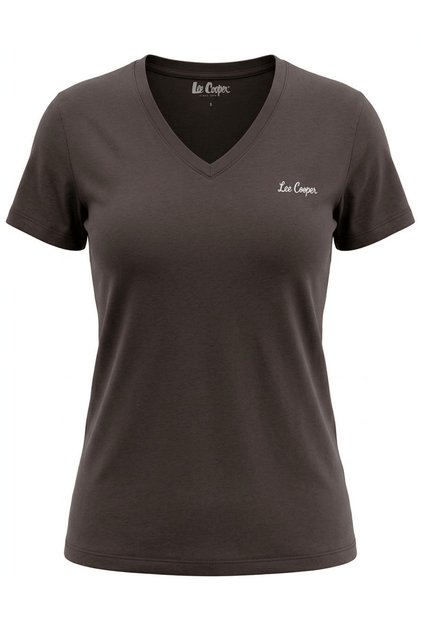 SADE Damen-T-Shirt mit entspanntem Schnitt und V-Ausschnitt, bedruckt, Braun