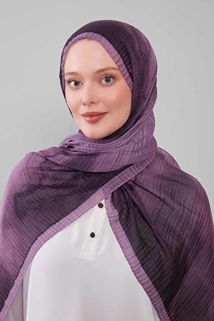 Menekşe Soyut Cotton Müslin Şal