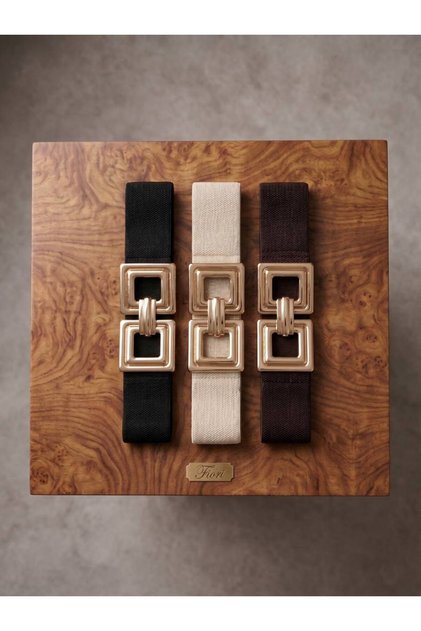 3-Piece Gold Buckle Elastic Women's Belt, Jacket Belt, Shirt Belt, Dress Belt