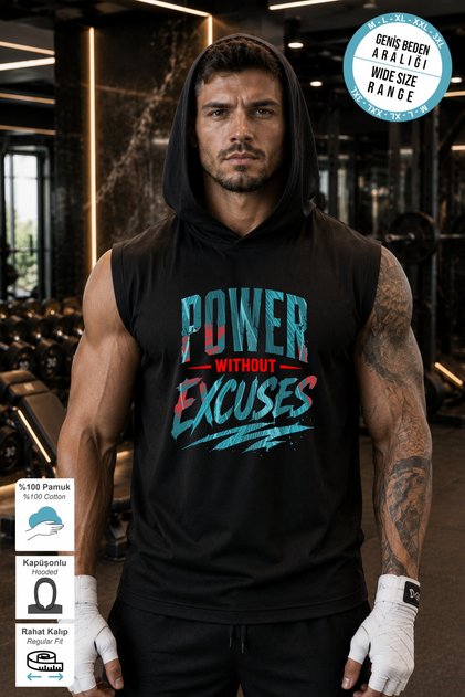Black Power Printed Standard Fit Hooded Sports Athlete Cotton Fabric Sleeveless Men's Athlete Tshirt