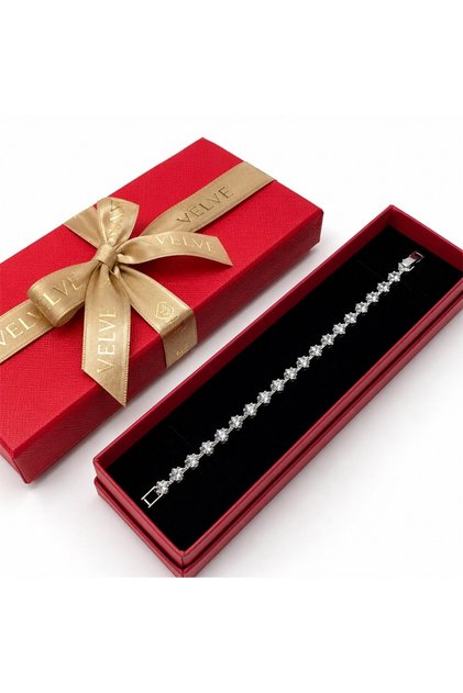 Bratara eleganta tip Tennis cu cristale zirconiu cubic, in cutie cadou, Argintiu