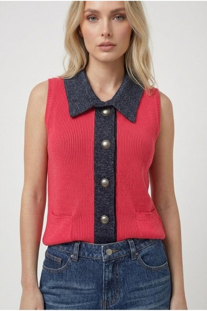 Collar and Button-Pocket Detailed Knitwear Cardigan
