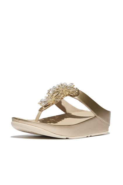 Women's Rumba Starburst-Bead Metallic Toe-Post Sandals