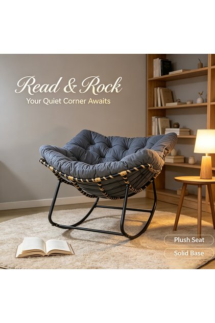 Indoor/outdoor rocking chair, comfortable egg-shaped lounge chair, reading chair, modern lounge chair—perfect for balconies, living rooms, bedrooms, porches, lawns, and gardens