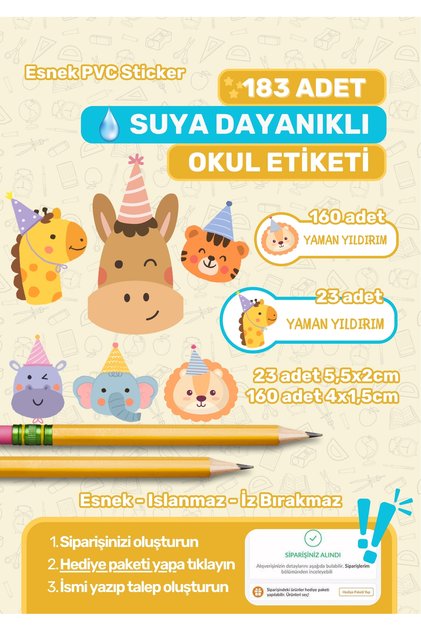 School Label Pen Notebook Label Custom Name Writable Label Sticker Cute Animals Themed 183 Pieces