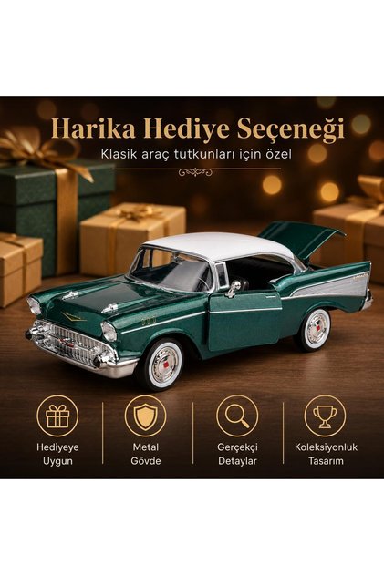 Motormax 1:24 1957 Chevy Bel Air Die-Cast Metal Model Car, Collectible Classic